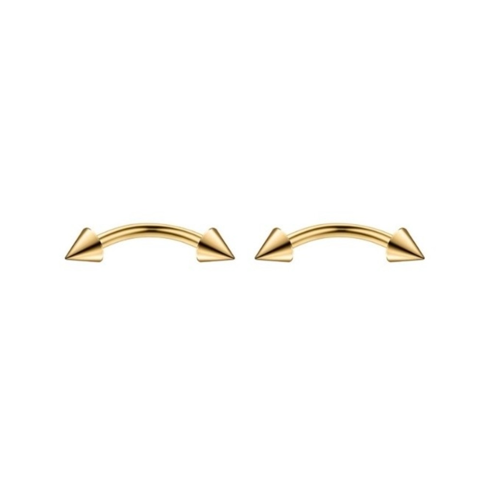 Stainless Steel Yellow Gold Curved Barbell Jewelry with Spikes